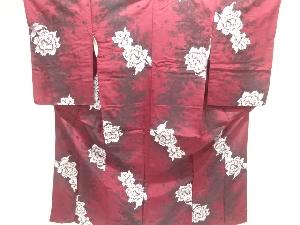 大正ロマン　薔薇模様織出しお召着物